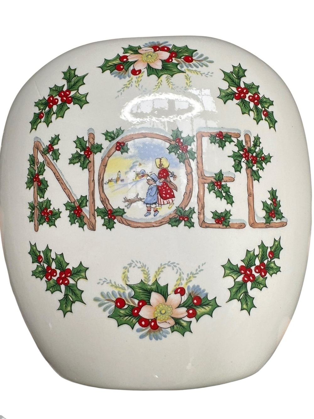 Vintage Noel Christmas Ceramic Planter Cachepot Holiday Centerpiece Decor - Picture 3 of 11